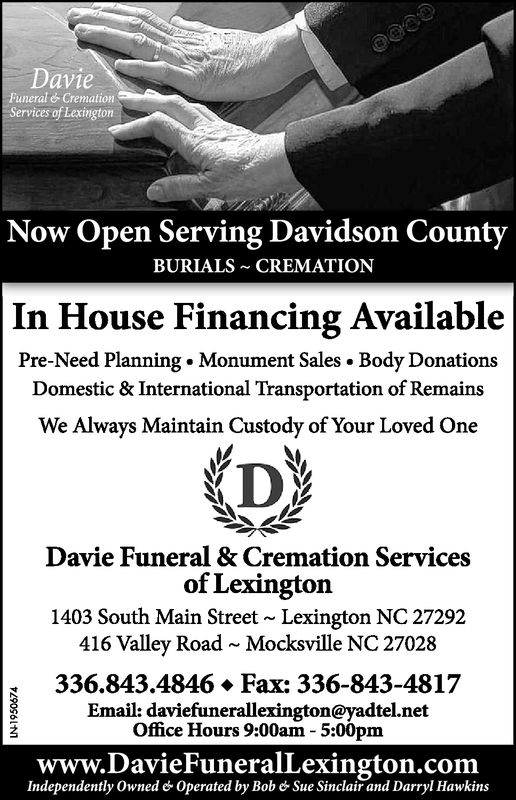 piedmont funeral home davidson county nc