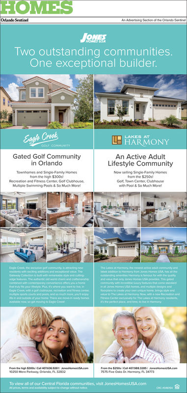 SUNDAY, APRIL 7, 2019 Ad - Jones Homes USA - Orlando Sentinel
