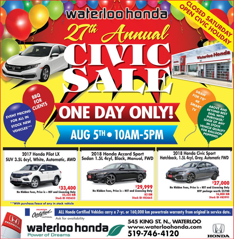 FRIDAY, AUGUST 2, 2019 Ad - Waterloo Honda - Kitchener ...