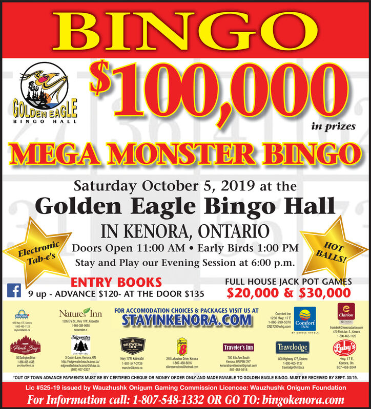 golden eagle casino bingo