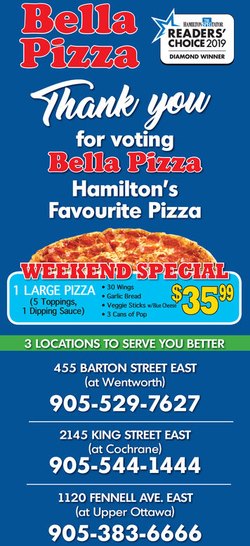 Tuesday November 12 19 Ad Bella Pizza Hamilton Spectator