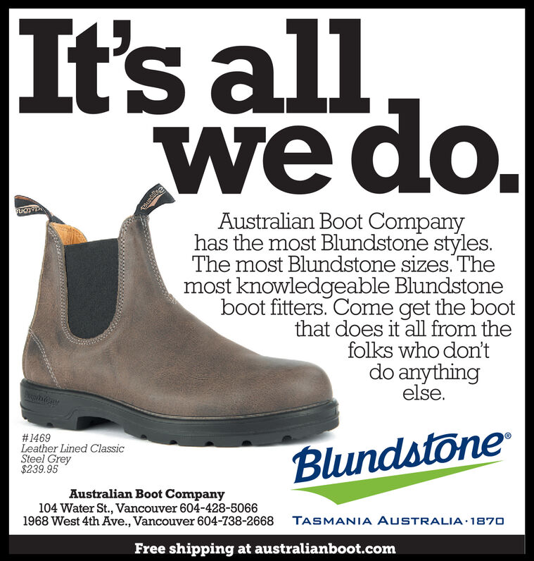 THURSDAY, 14, 2019 - Blundstone Canada - Australian Boot Company - Vancouver Star