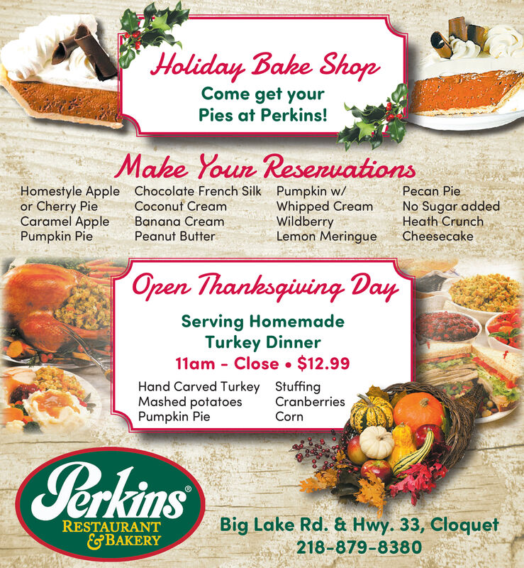 Wednesday, November 20, 2019 Ad - Perkins Restaurant & Bakery - Cloquet -  Pine Journal