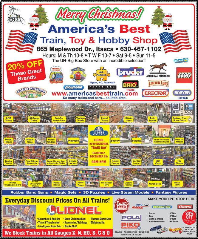 FRIDAY, DECEMBER 6, 2019 Ad - America's Best Train and Hobby Shoppe Inc -  Daily Herald (Paddock)
