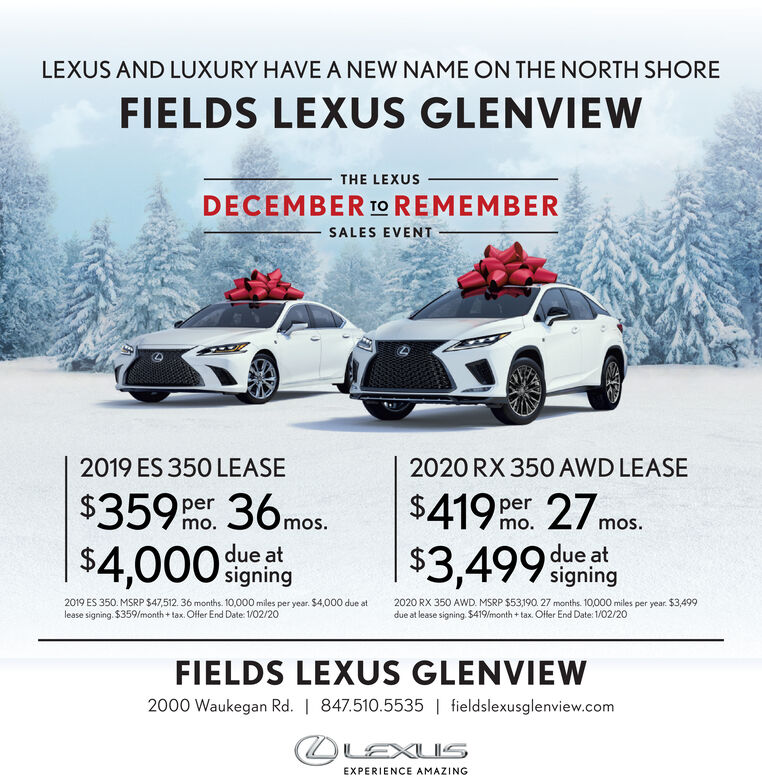 thursday december 12 2019 ad fields lexus glenview chicago tribune chicago tribune business directory