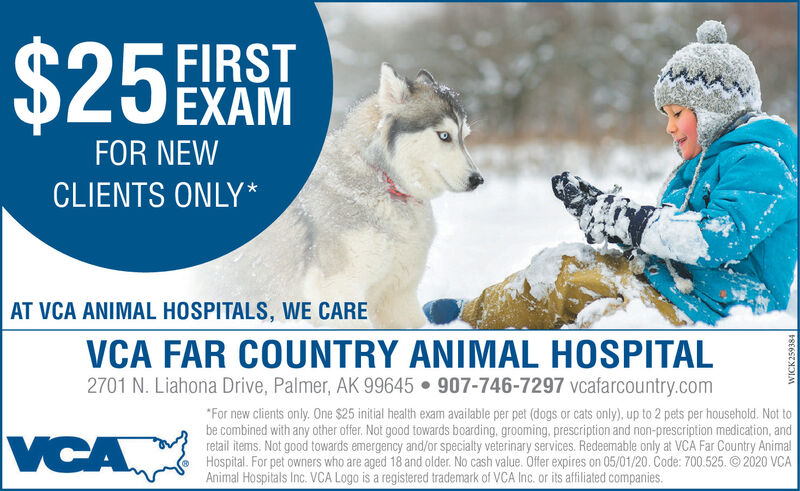 TUESDAY, FEBRUARY 4, 2020 Ad - VCA Far Country Animal Hospital - Mat-su  Valley Frontiersman