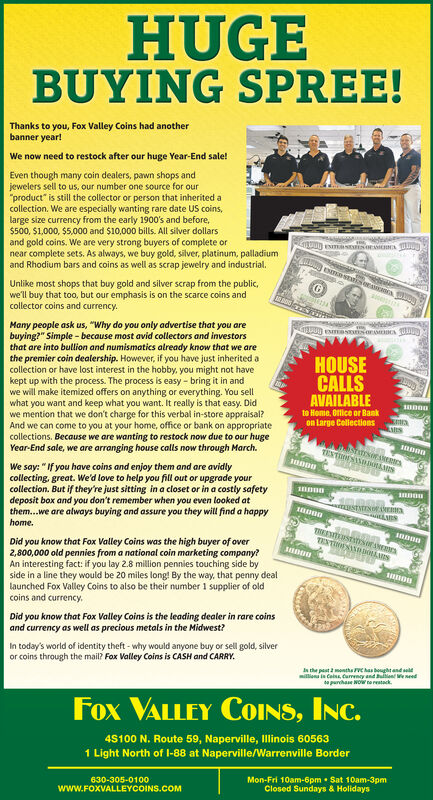 Coin dealers in fox valley