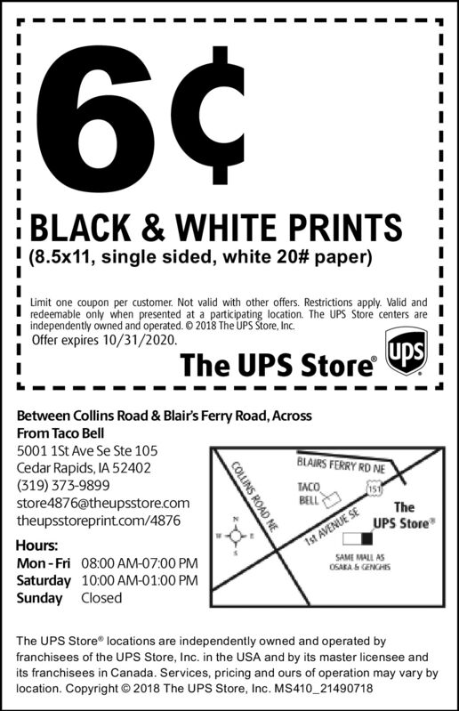 SUNDAY, MAY 3, 2020 Ad - The UPS Store - Dallas - Cedar Rapids Gazette