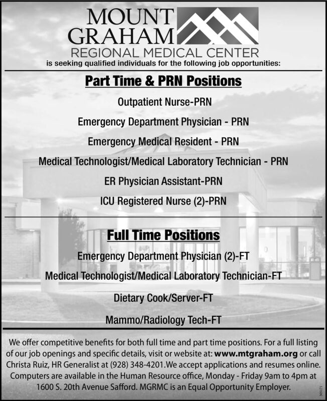 Friday July 10 2020 Ad - Mount Graham Regional Medical Center - Eastern Arizona Courier