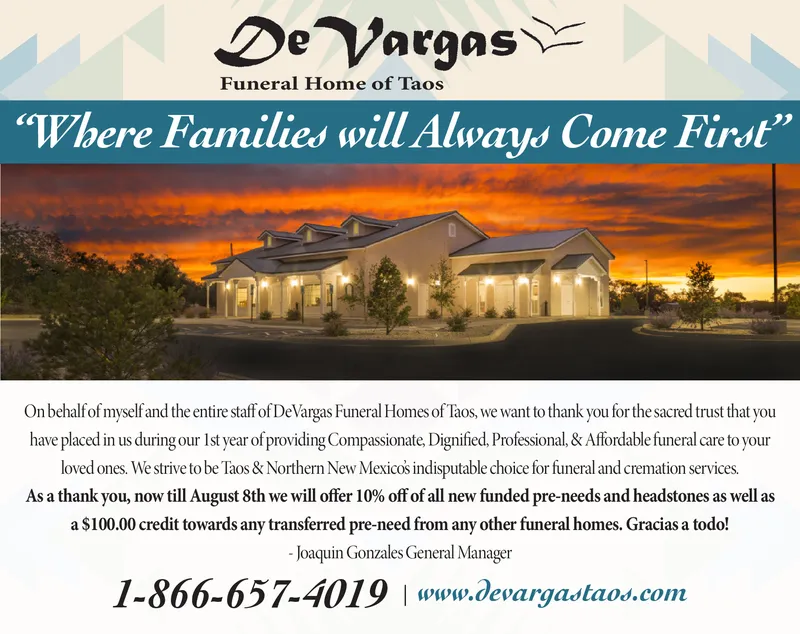 THURSDAY, JULY 30, 2020 Ad DeVargas Funeral Home of Taos The Taos News