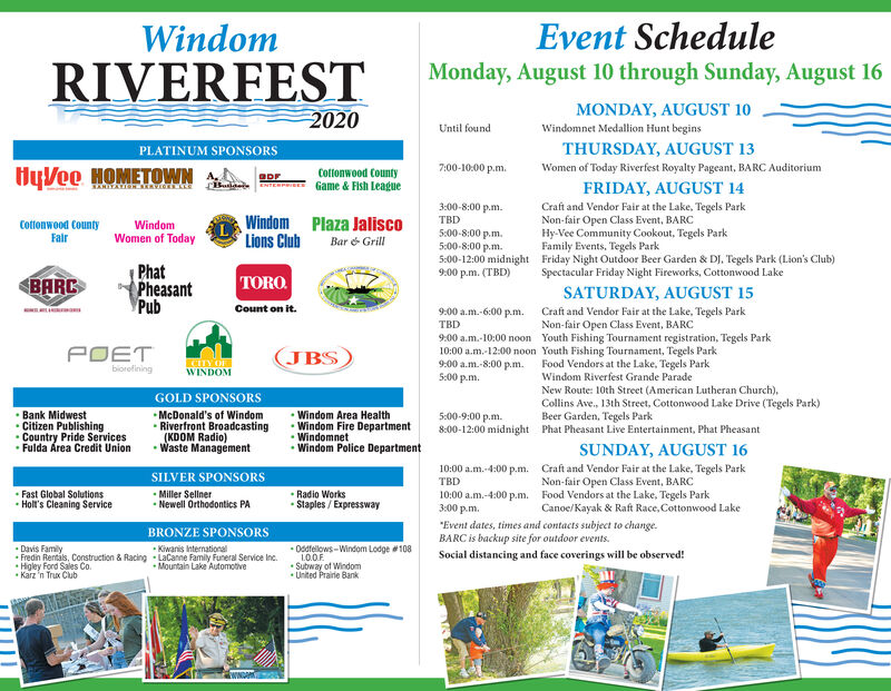 TUESDAY, AUGUST 11, 2020 Ad - Windom Riverfest - Cottonwood County Citizen