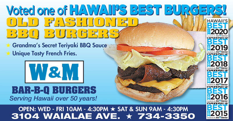 SUNDAY, AUGUST 16, 2020 Ad - W & M Bar-B-Q Burger ...