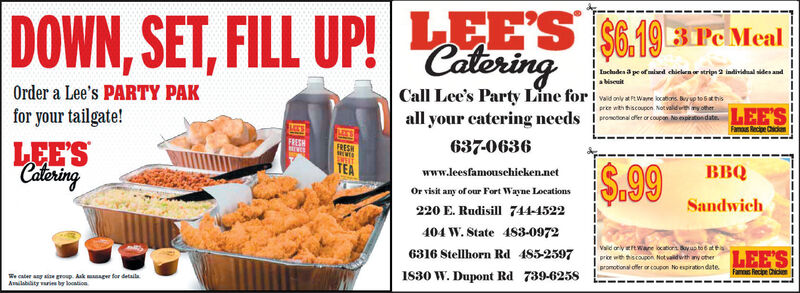THURSDAY, OCTOBER 8, 2020 Ad - Lee's Famous Recipe Chicken & Catering -  InFtWayne Monthlies