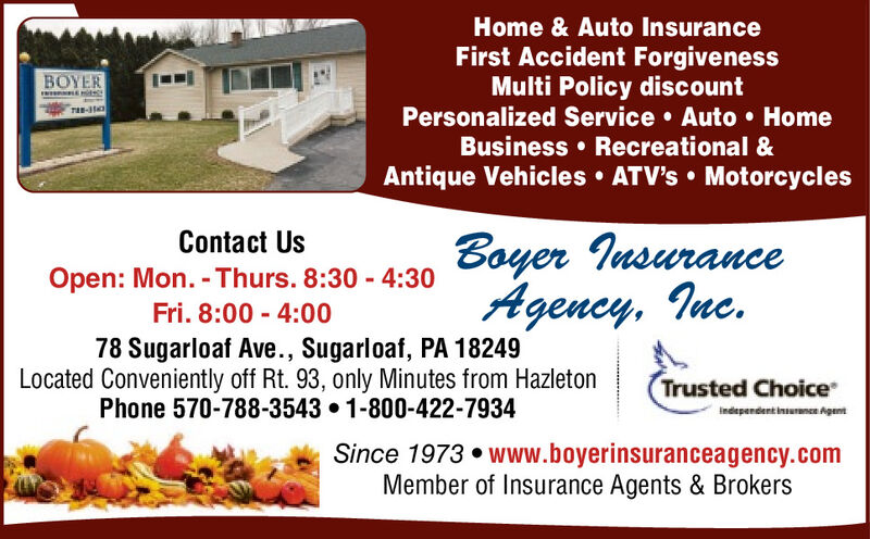 Sunday November 1 2020 Ad Boyer Insurance Agency Inc Standard Speaker