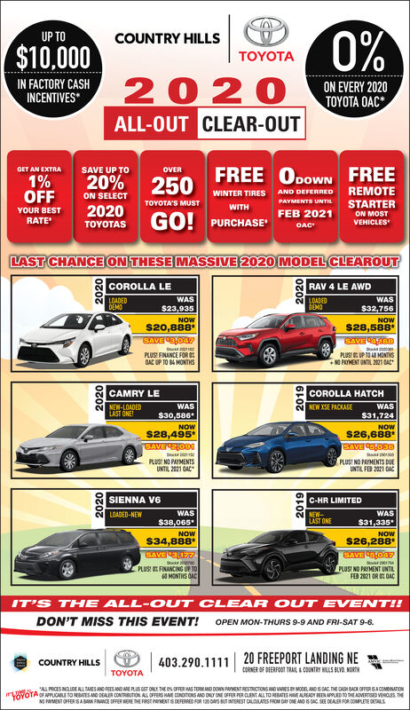 WEDNESDAY, NOVEMBER 4, 2020 Ad - Country Hills Toyota - Calgary Herald