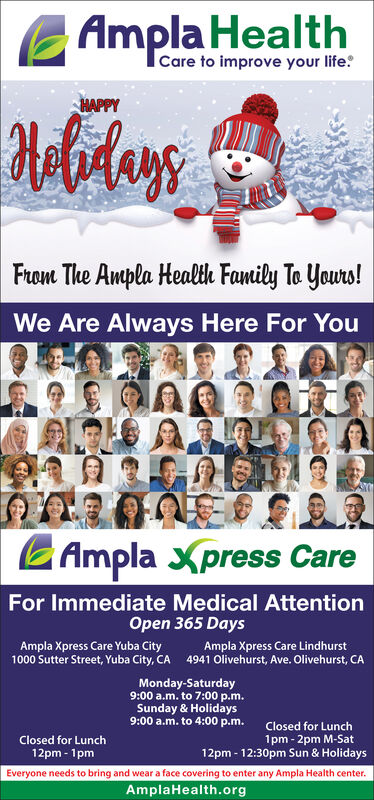 Thursday December 24 2020 Ad - Ampla Health - Yuba City Medical Xpress Care - The Appeal-democrat
