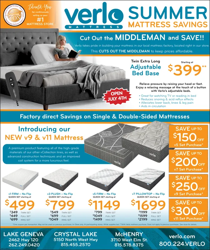 Verlo Mattress Lake Geneva