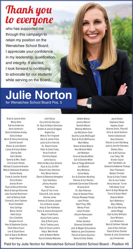 SATURDAY, OCTOBER 23, 2021 Ad - Julie Norton for Wenatchee School