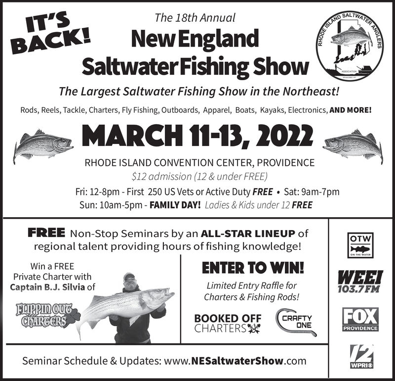 MONDAY, MARCH 7, 2022 Ad - New England Saltwater Fishing Show - Southern  Rhode Island Newspapers