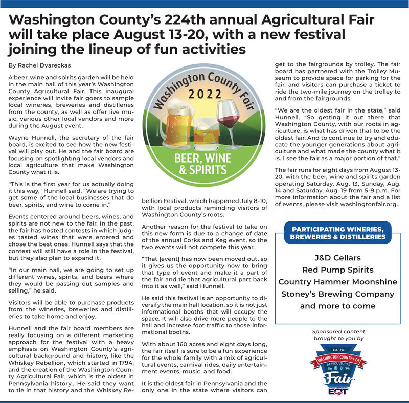 SUNDAY, JULY 31, 2022 Ad Washington County Agricultural Fair