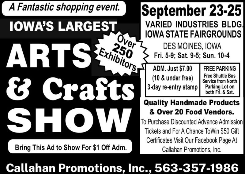 WEDNESDAY, SEPTEMBER 21, 2022 Ad - Callahan Promotions Inc - Cedar Rapids  Gazette