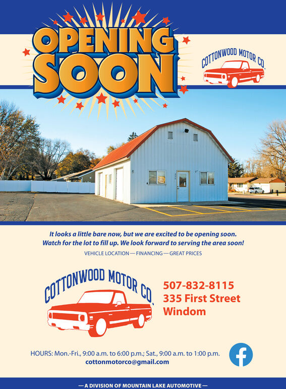 WEDNESDAY, NOVEMBER 2, 2022 Ad - Cottonwood Motor Co. - Cottonwood County  Citizen