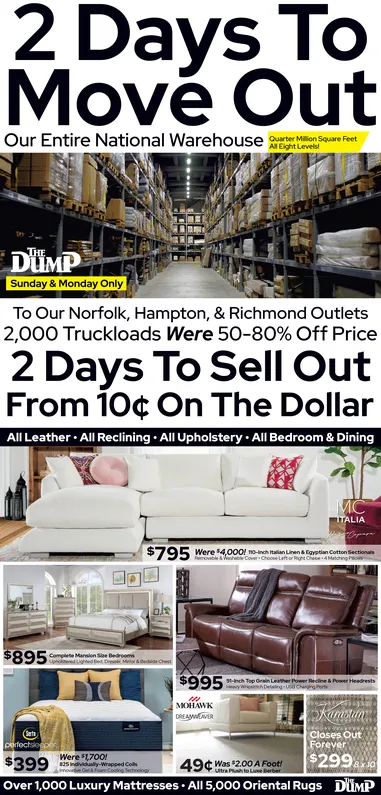 SATURDAY MARCH 18 2023 Ad The Dump Furniture Outlet Norfolk The Virginian Pilot