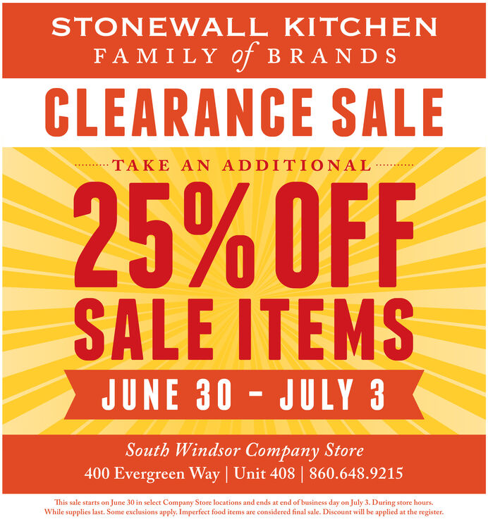 TUESDAY, JUNE 27, 2023 Ad - Stonewall Kitchen South Windsor