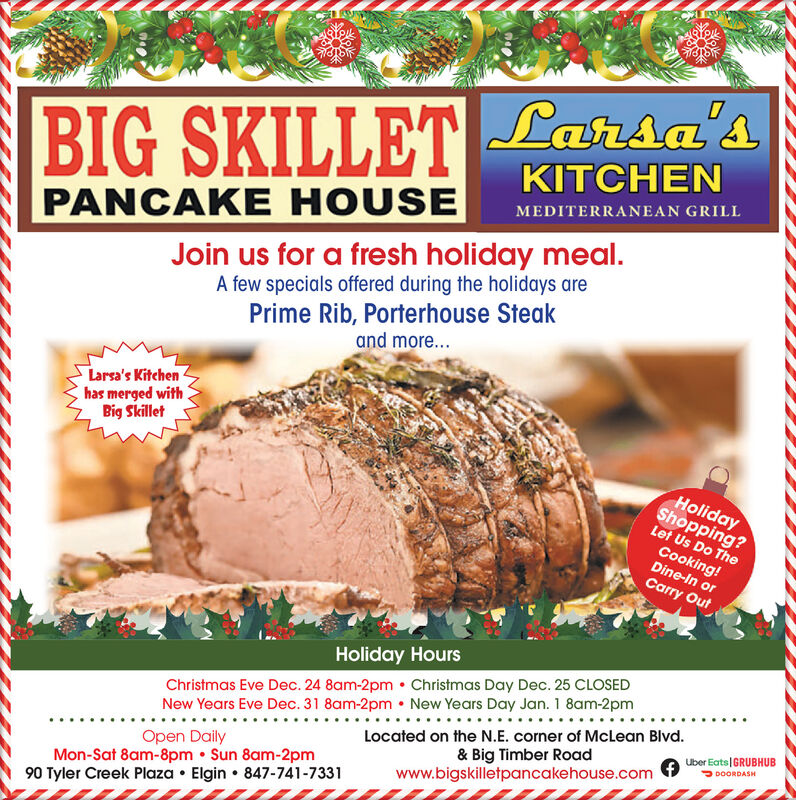 SUNDAY, DECEMBER 24, 2023 Ad - Big Skillet Restaurant & Pancake House -  Daily Herald (Paddock)