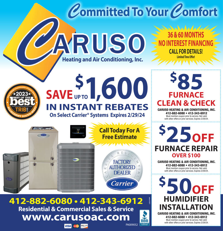 THURSDAY JANUARY 25 2024 Ad Caruso Heating Air Conditioning