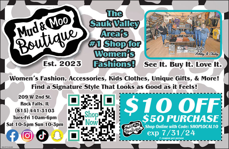 MONDAY MARCH 11 2024 Ad Mud Moo Boutique Sauk Valley Media