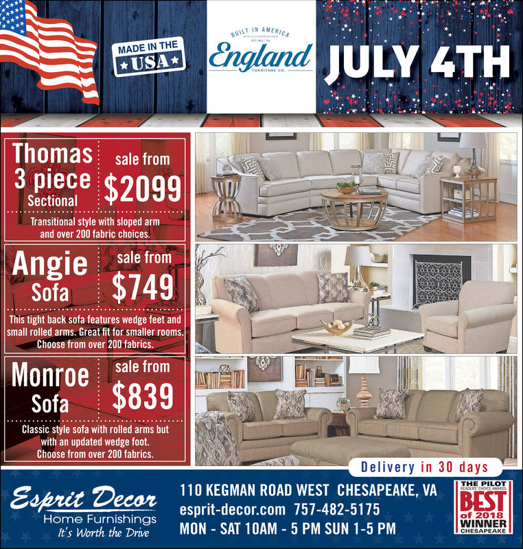 Sunday July 1 2018 Ad Esprit Decor Home Furnishings Daily Press - Esprit Decor Home Furnishings Chesapeake Va