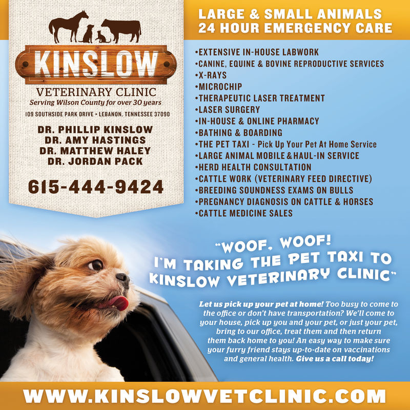 FRIDAY, JULY 27, 2018 Ad - Kinslow Veterinary Clinic - Lebanon Democrat