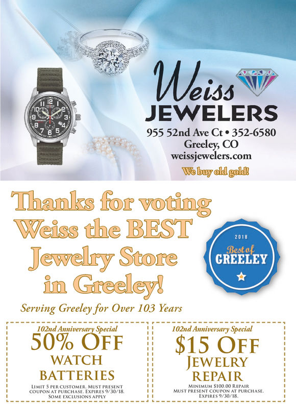 Sunday August 26 2018 Ad Weiss Jewelers Zzz Defunct The