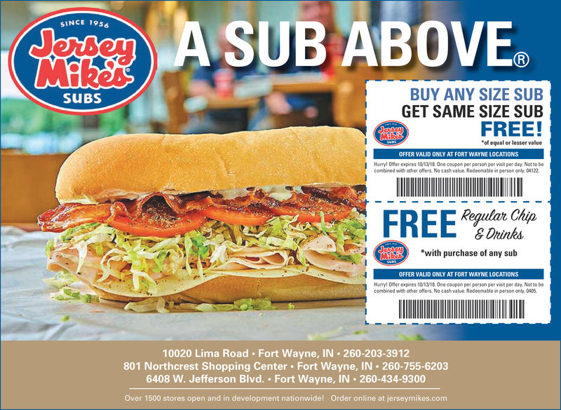 jersey mike's free sub coupon