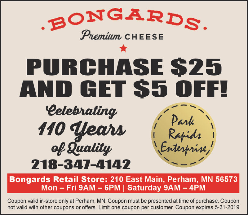 TUESDAY MARCH 12 2019 Ad Bongards Premium Cheese Retail Store