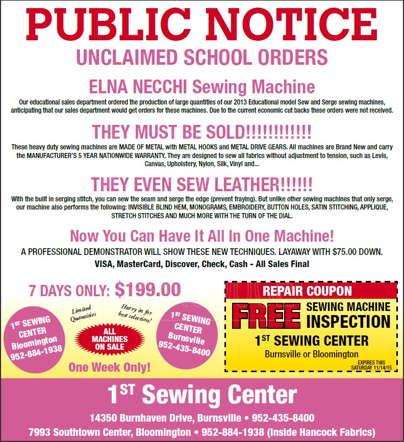 First Sewing Center in Bloomington, MN